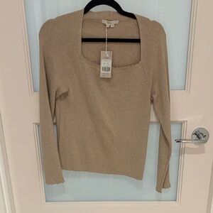 NWT Boden Tan Ribbed Knit Top